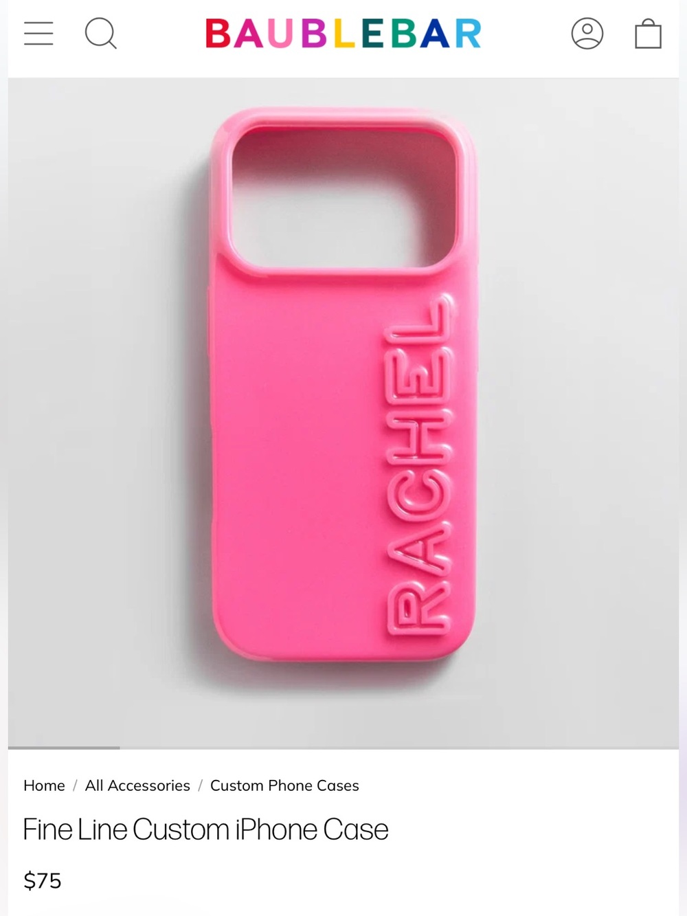 BaubleBar Personalized Pink Fine Line iPhone 17 Case
